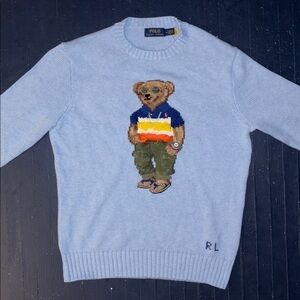 Polo by Ralph Lauren baby blue sweater with casual vacation bear